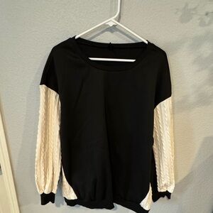 SHEIN Black and Cream Crew Neck Sweater